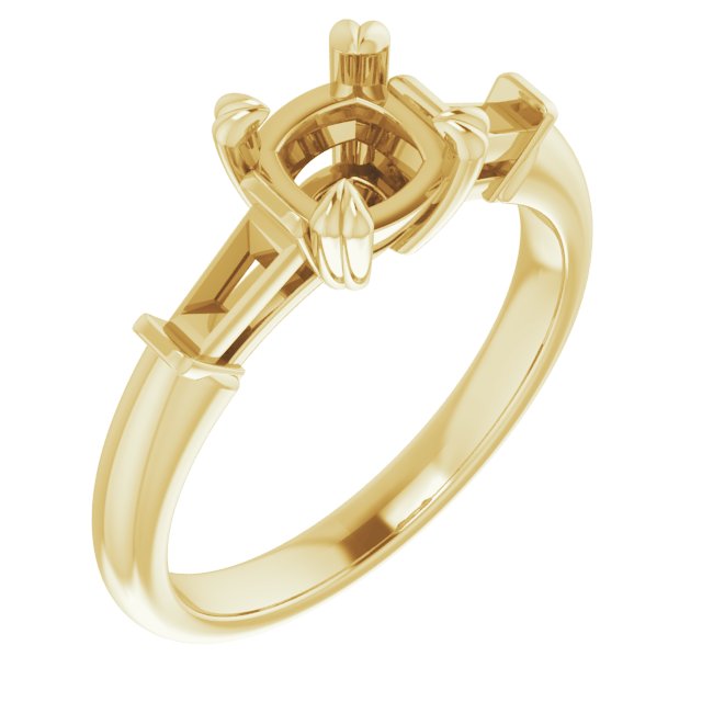 Double Claw-Prong Three-Stone Engagement Ring