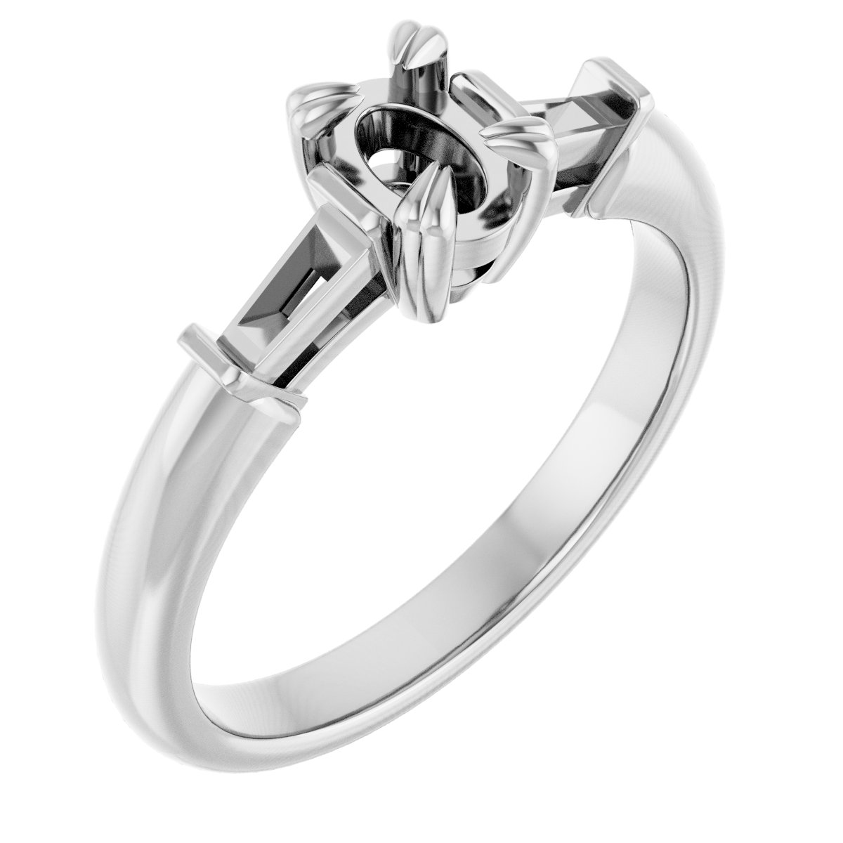 Double Claw-Prong Three-Stone Engagement Ring