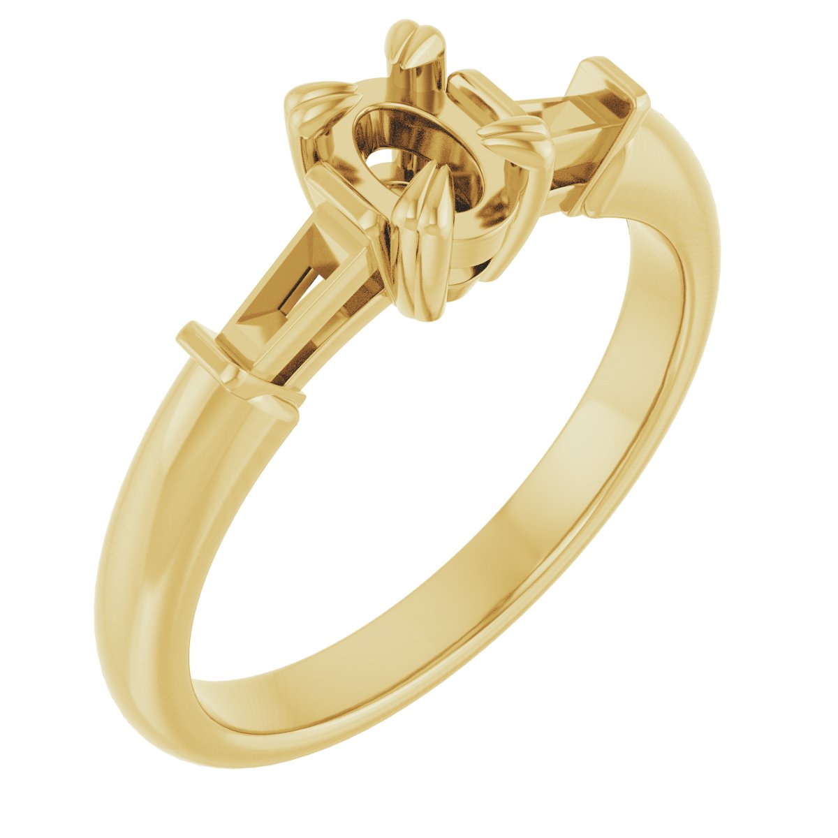 Double Claw-Prong Three-Stone Engagement Ring