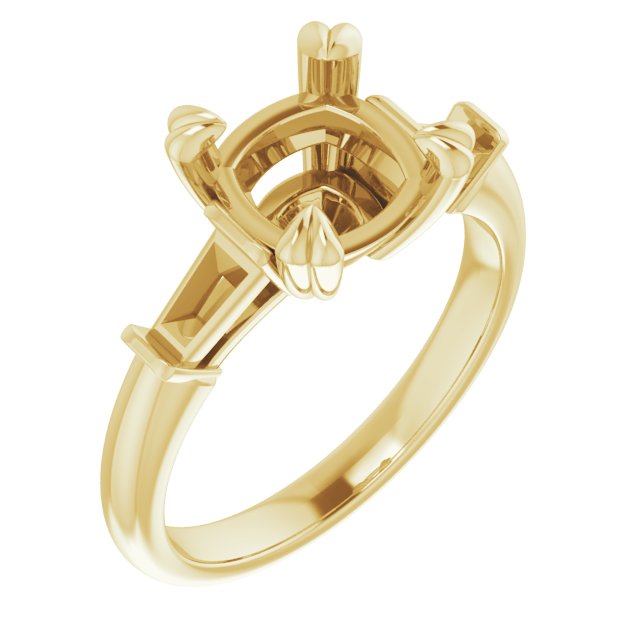 Double Claw-Prong Three-Stone Engagement Ring