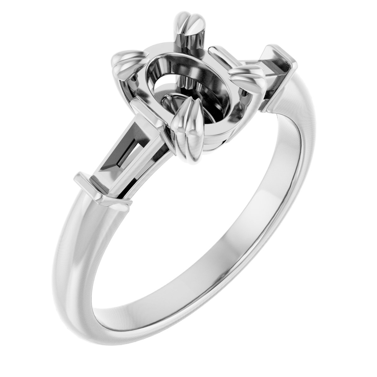 Double Claw-Prong Three-Stone Engagement Ring