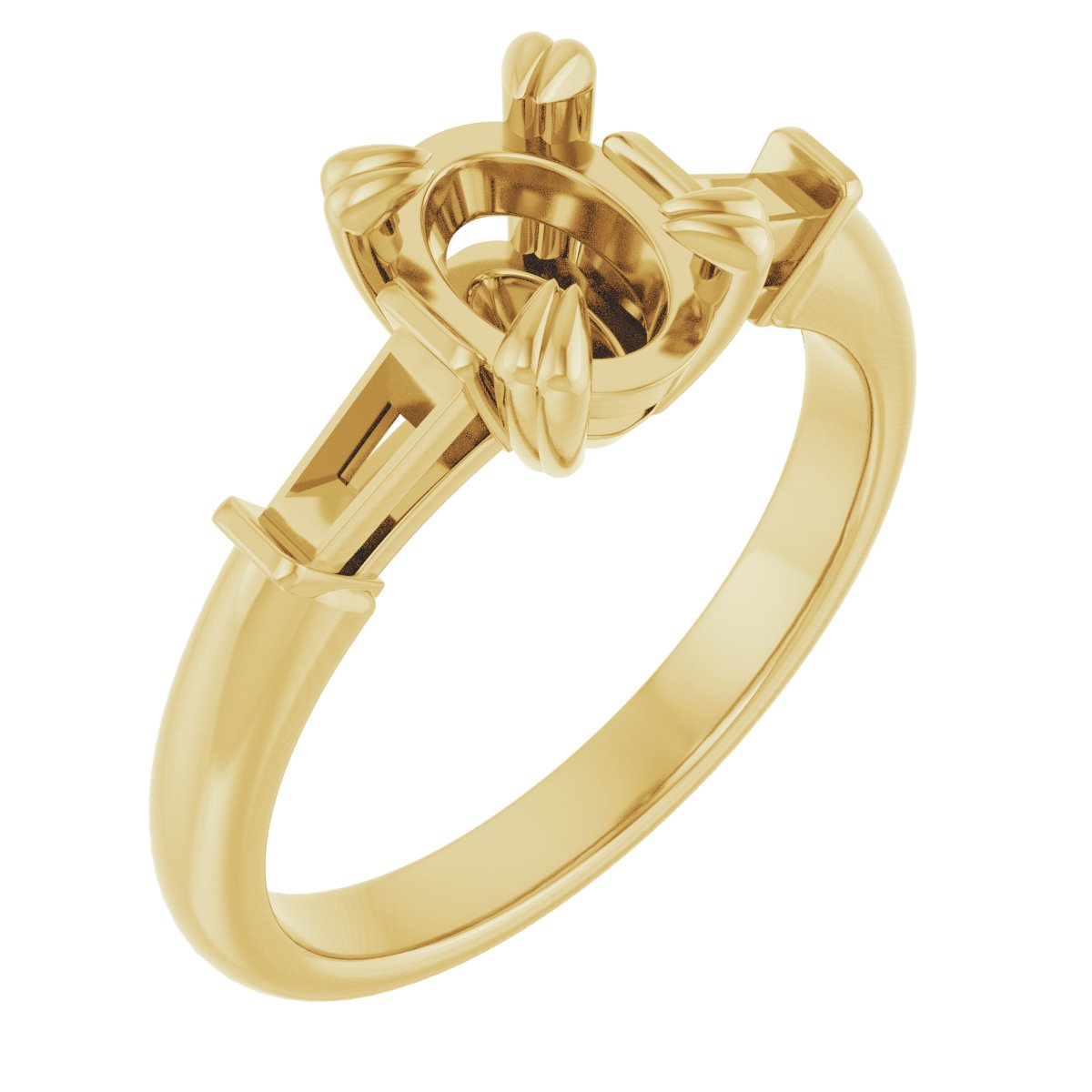 Double Claw-Prong Three-Stone Engagement Ring