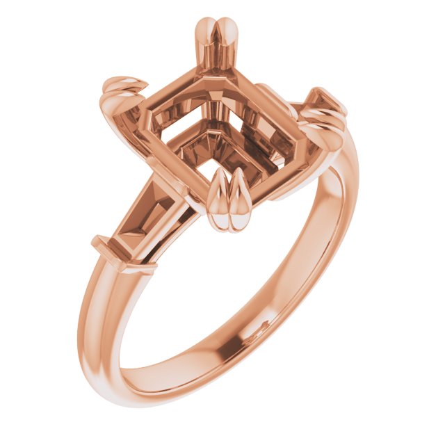 Double Claw-Prong Three-Stone Engagement Ring