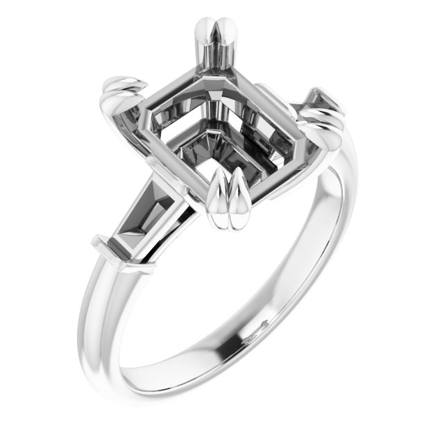 Double Claw-Prong Three-Stone Engagement Ring