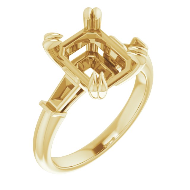 Double Claw-Prong Three-Stone Engagement Ring