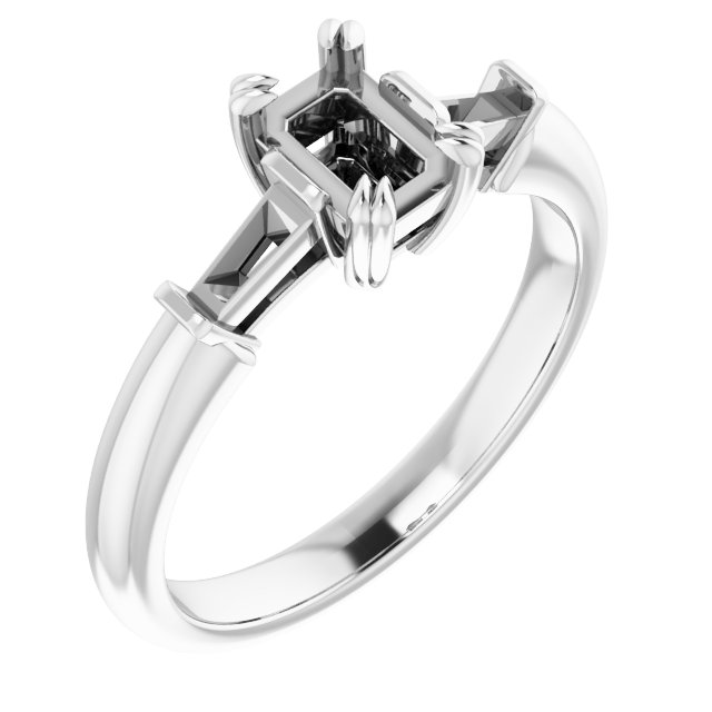 Double Claw-Prong Three-Stone Engagement Ring