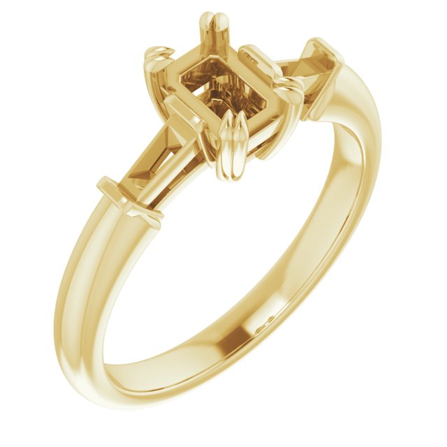 Double Claw-Prong Three-Stone Engagement Ring