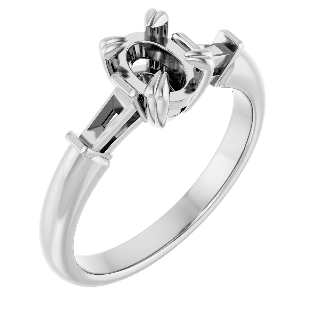 Double Claw-Prong Three-Stone Engagement Ring