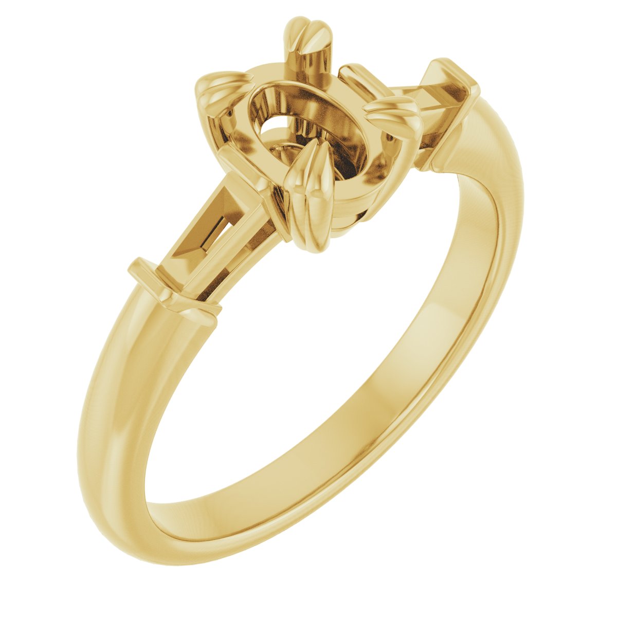 Double Claw-Prong Three-Stone Engagement Ring