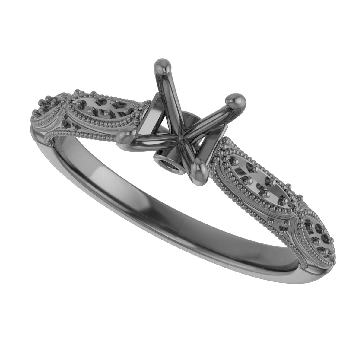 6 mm Square Engagement Ring Mounting view 5
