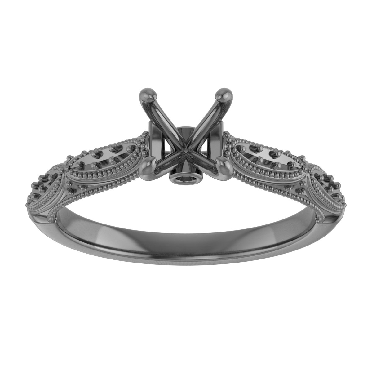 6 mm Square Engagement Ring Mounting view 3
