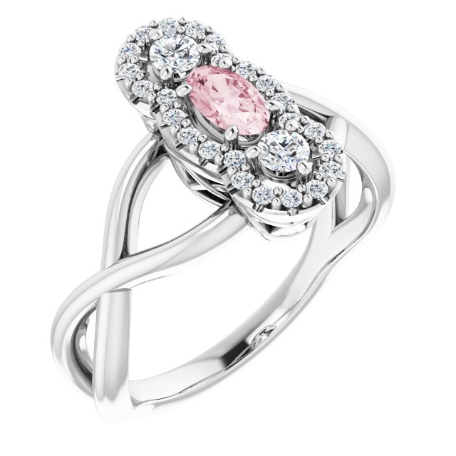 Platinum Natural Pink Morganite & 1/4 CTW Natural Diamond Ring  