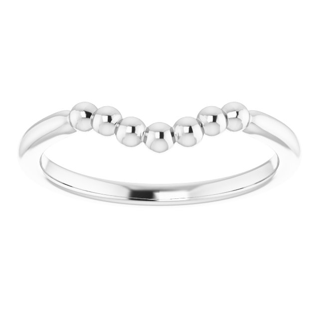 14K White Stackable Beaded Stackable Ring