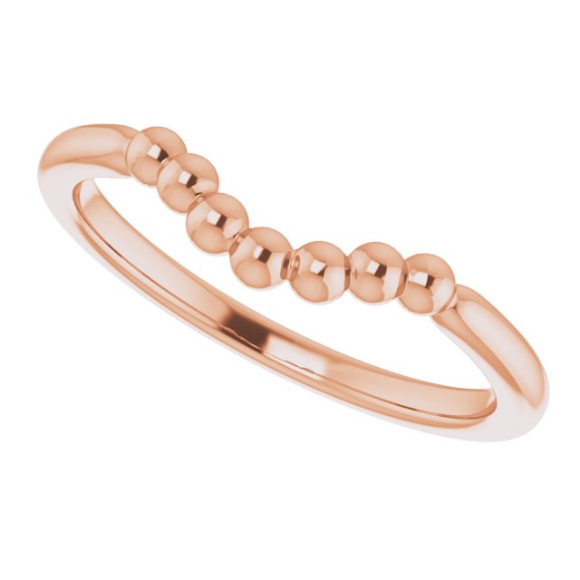 14K Rose Stackable Beaded Stackable Ring