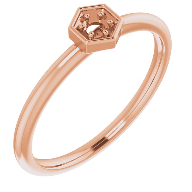 14K Rose .06 CTW Diamond Hexagon Stackable Ring