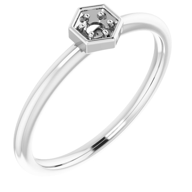 14K White .06 CTW Diamond Hexagon Stackable Ring