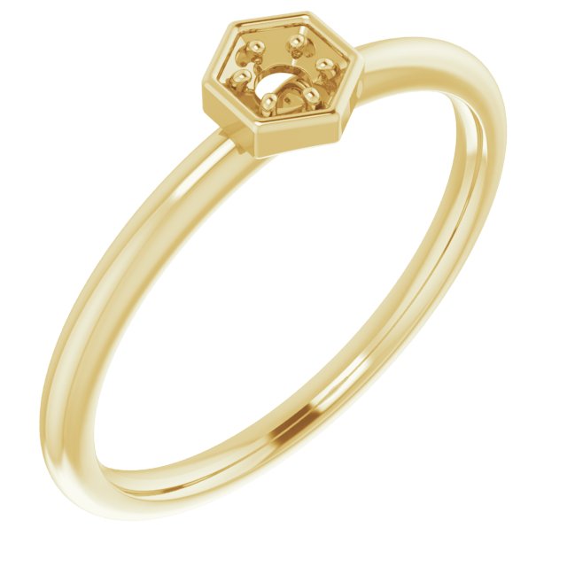 14K Yellow .06 CTW Diamond Hexagon Stackable Ring