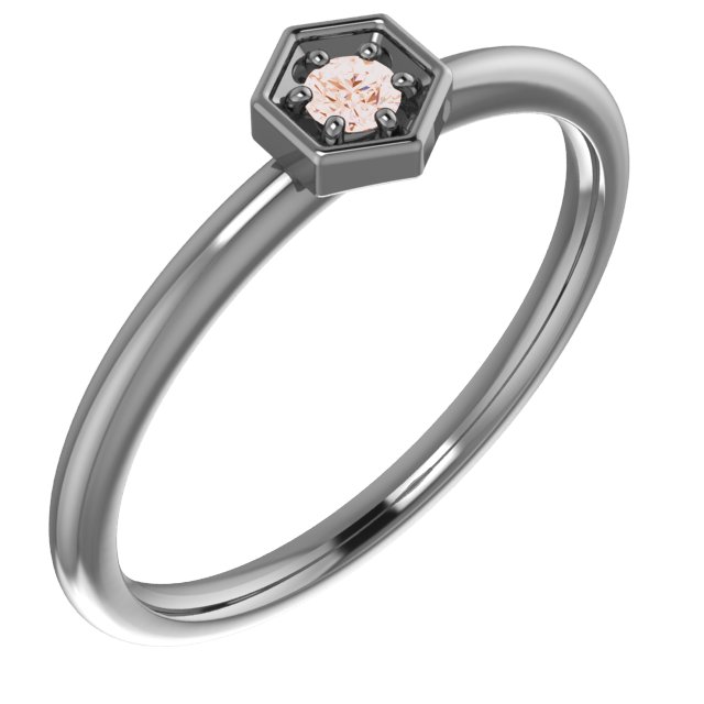 14K Rose .06 CTW Diamond Hexagon Stackable Ring