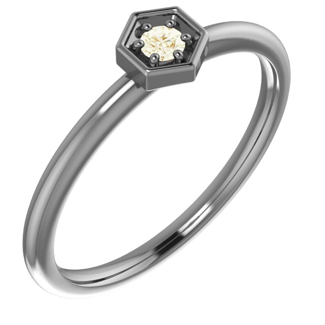 14K Yellow .06 CTW Diamond Hexagon Stackable Ring