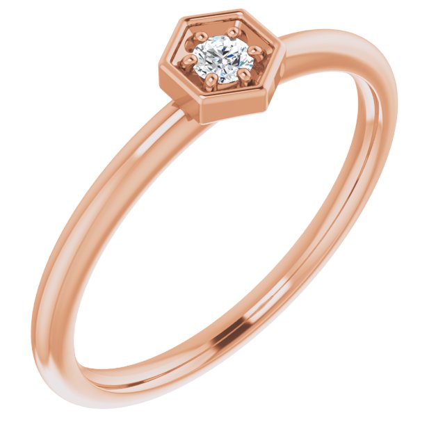 14K Rose .06 CTW  Natural Diamond Hexagon Stackable Ring