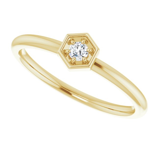 14K Yellow .06 CTW Diamond Hexagon Stackable Ring