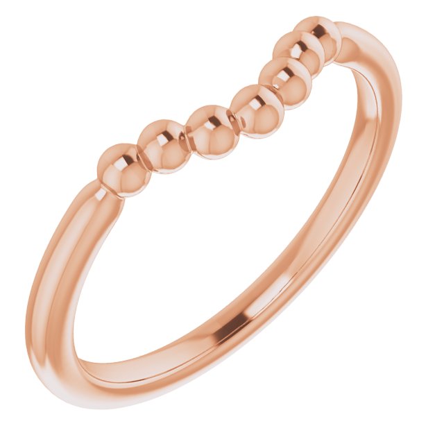 14K Rose Stackable Beaded Contour Ring