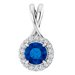 14K White Natural Blue Sapphire & 1/10 CTW Natural Diamond Pendant