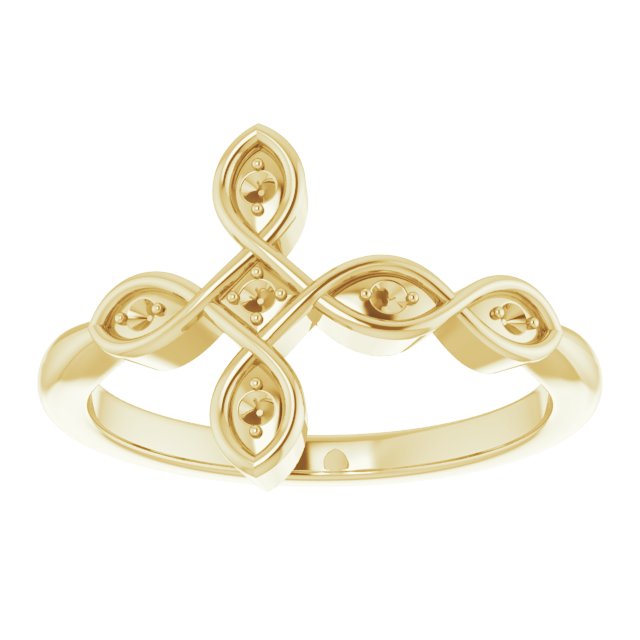 14K Yellow .05 CTW Natural Diamond Sideways Cross Ring 