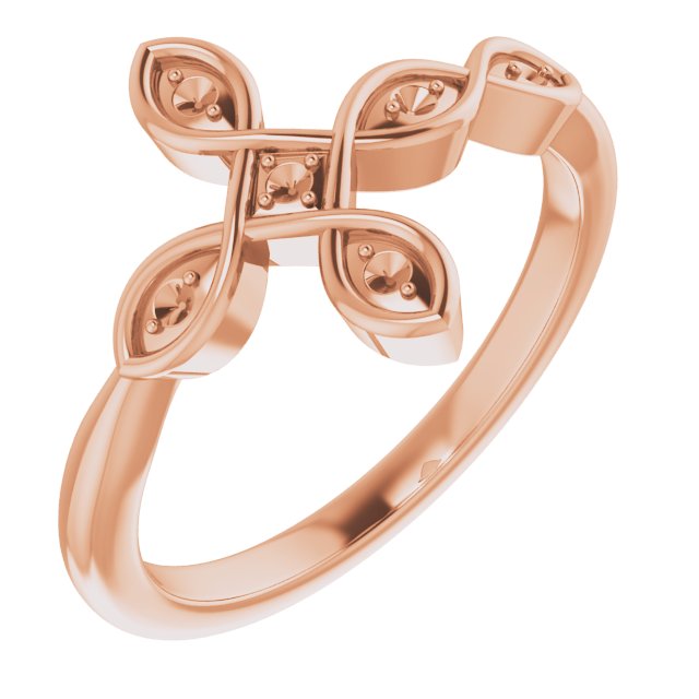 14K Rose .05 CTW Diamond Sideways Cross Ring