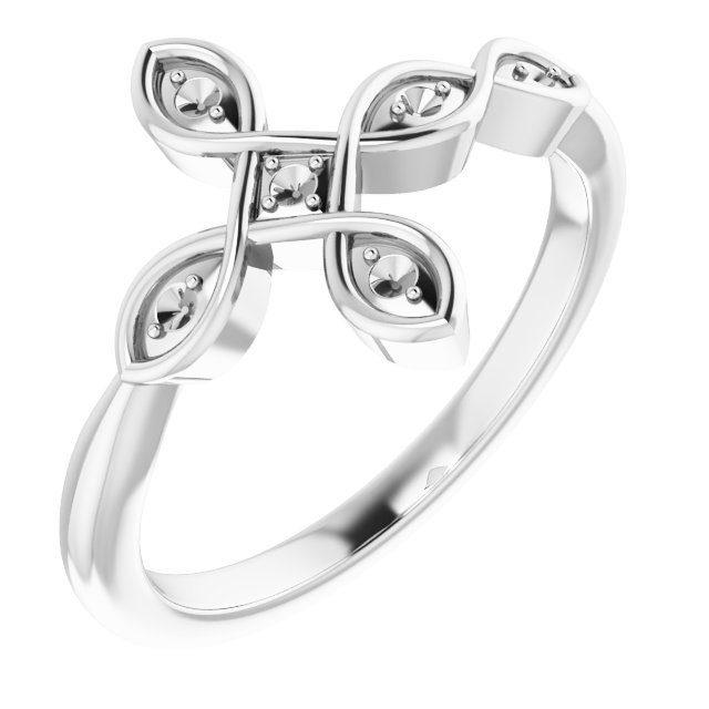 14K White .05 CTW Diamond Sideways Cross Ring