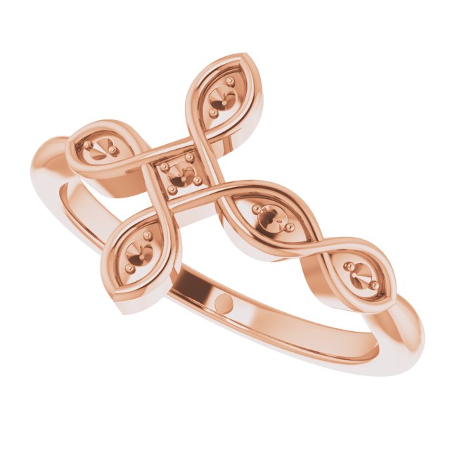 14K Rose .05 CTW Diamond Sideways Cross Ring