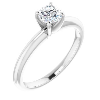 14K White 5 mm Round Forever One Moissanite Engagement Ring Ref 13809233