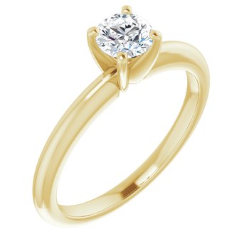 14K Yellow 5 mm Round Forever One Moissanite Engagement Ring Ref 13809234