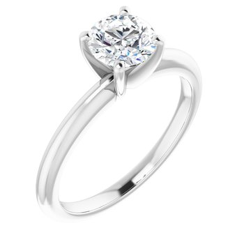 14K White 6 mm Round Forever One Moissanite Engagement Ring Ref 13809241