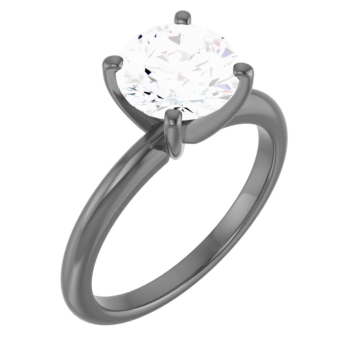 14K White 8 mm Round Forever One Moissanite Engagement Ring Ref 13809269