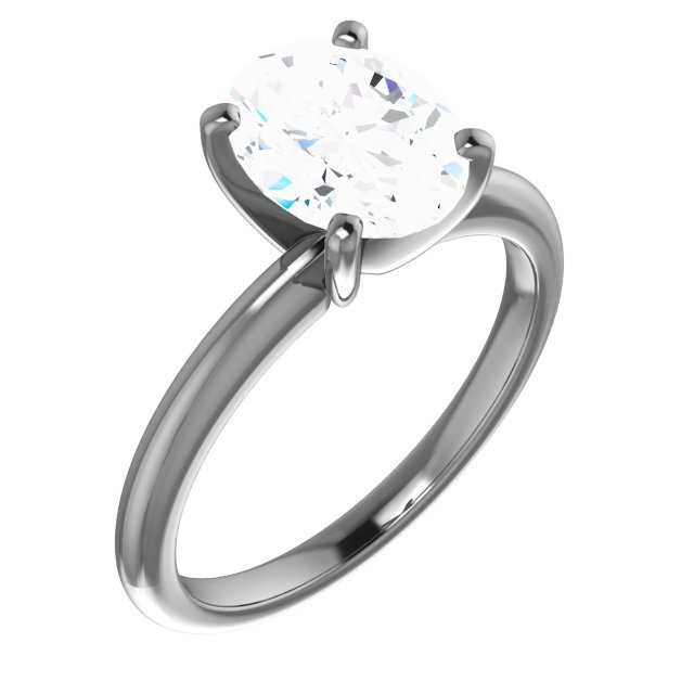 14K White 9x7 mm Oval Forever One Moissanite Engagement Ring Ref 13842800
