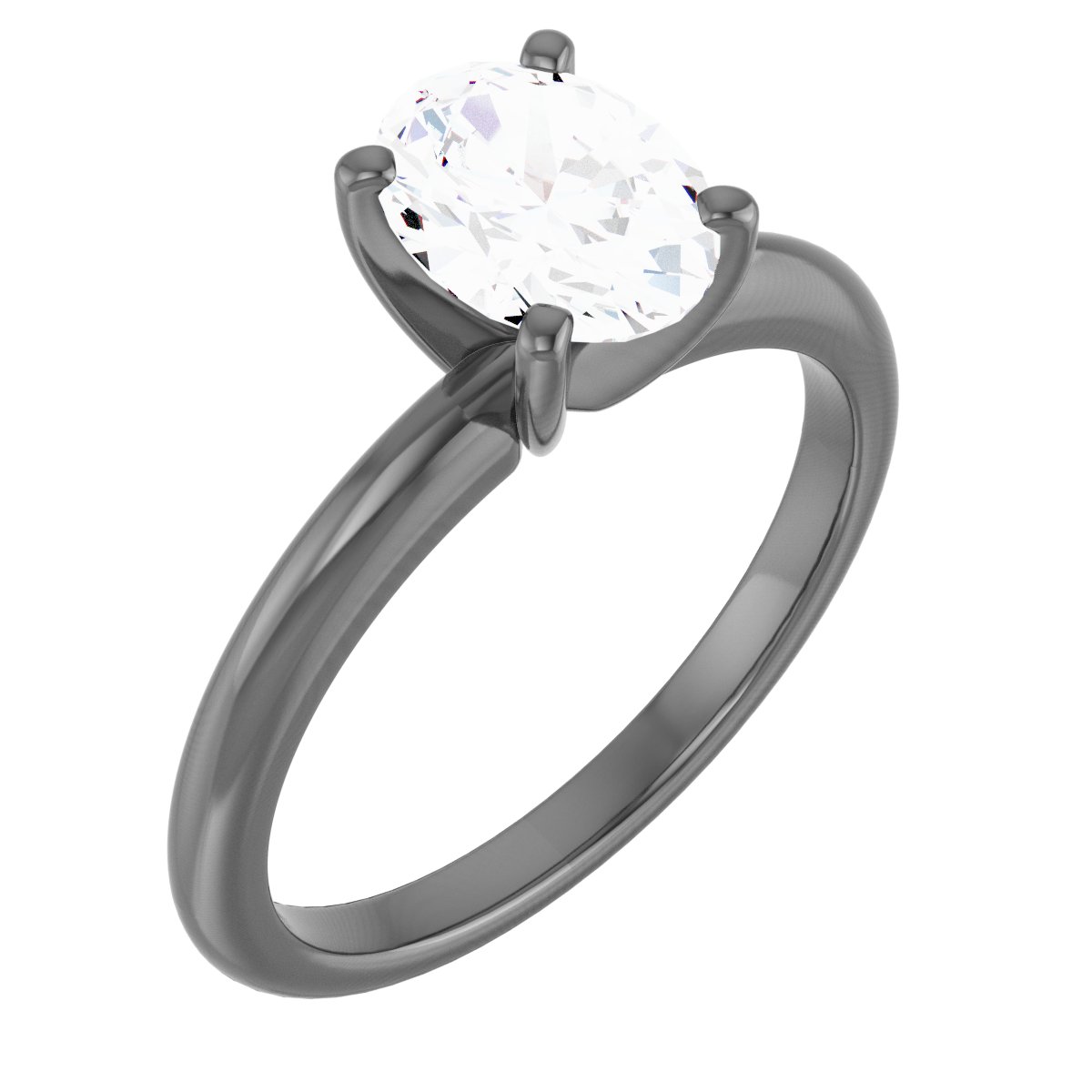14K White 8x6 mm Oval Forever One Moissanite Engagement Ring Ref 13842788