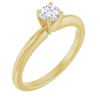 14K Yellow 4 mm Round Forever One Moissanite Engagement Ring Ref 13809226
