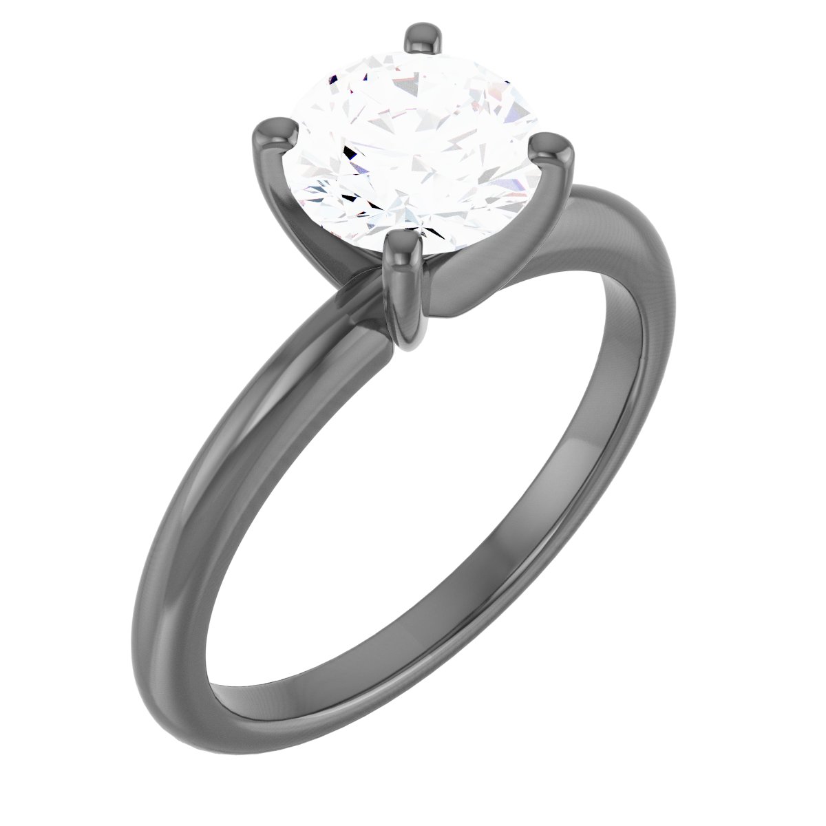 14K White 7 mm Round Forever One Moissanite Engagement Ring Ref 13809253