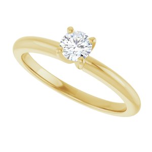 14K Yellow 4 mm Round Forever Oneâ„¢ Moissanite Engagement Ring  