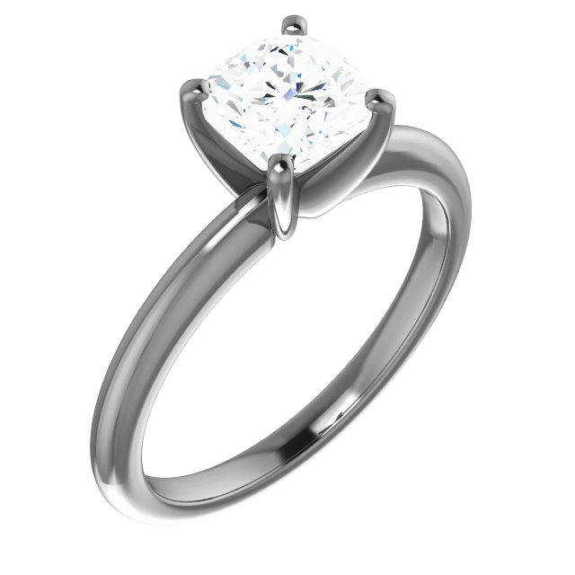 Platinum 6 mm Cushion Forever One Moissanite Engagement Ring Ref 13842815