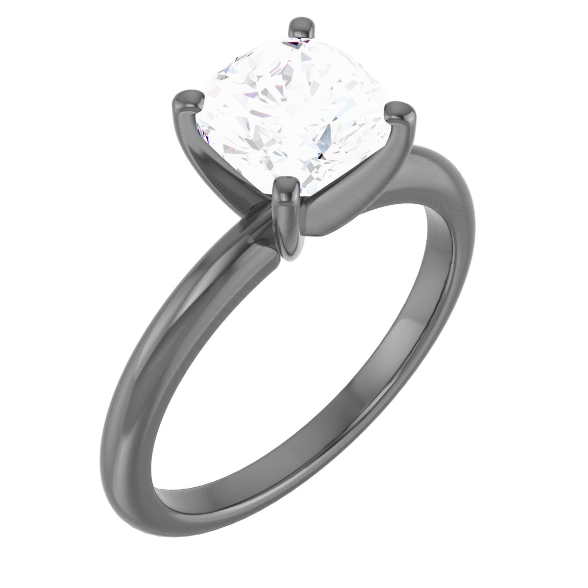14K White 7 mm Cushion Forever One Moissanite Engagement Ring Ref 13842820