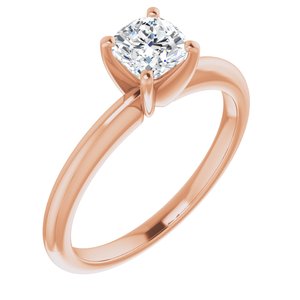 14K Rose 5 mm Cushion Forever One™ Moissanite Engagement Ring