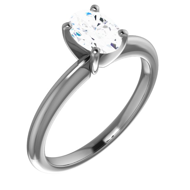 14K White 7x5 mm Oval Forever One Moissanite Engagement Ring Ref 13842836