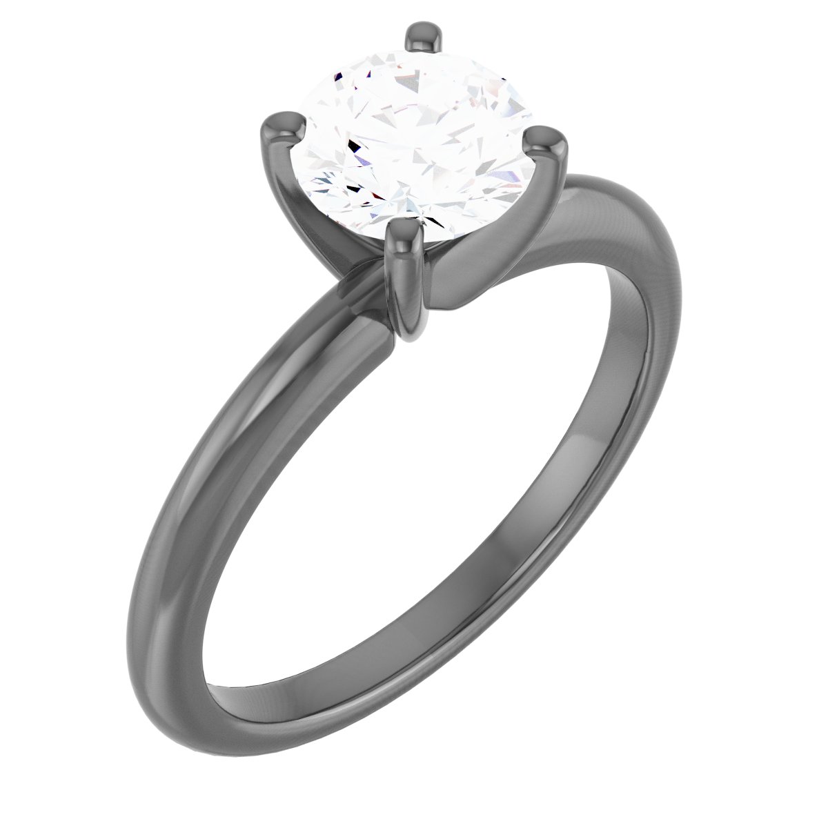 14K White 6.5 mm Round Forever One™ Moissanite Engagement Ring