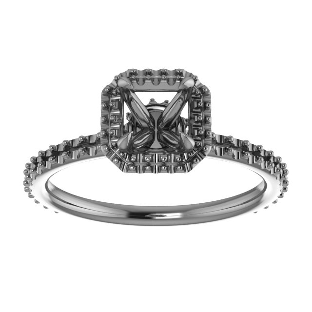 4.5 mm Square Engagement Ring Mounting view 3