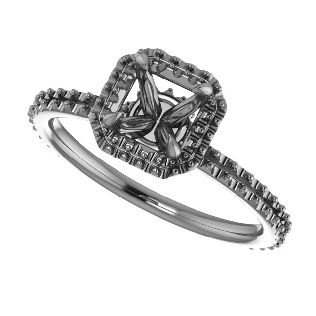 4.5 mm Square Engagement Ring Mounting view 5