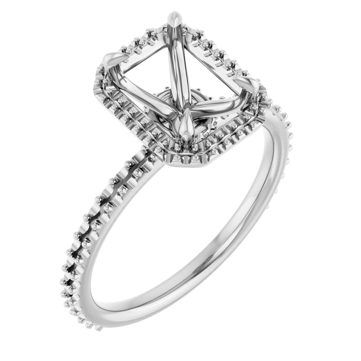 14K White Gold 8x6 mm Emerald 3/8 CTW Lab-Grown Diamond Semi-Set Engagement Ring