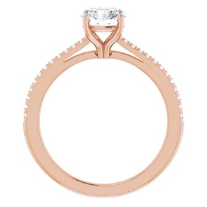 14K Rose 6.5 mm Round Forever Oneâ„¢ Moissanite & 1/10 CTW Diamond Engagement Ring