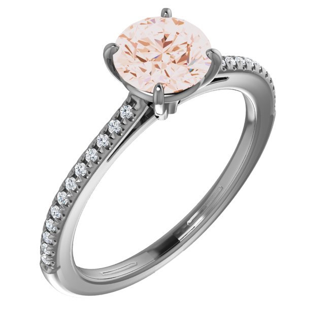 14K Rose 6.5 mm Round Forever One Moissanite and .10 CTW Diamond Engagement Ring Ref 13863015